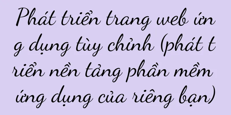 Phát triển trang web ứng dụng tùy chỉnh (phát triển nền tảng phần mềm ứng dụng của riêng bạn)