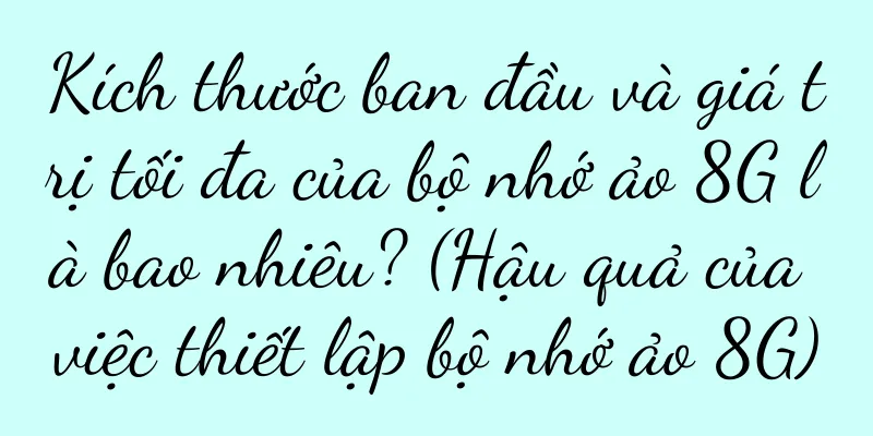 Kích thước ban đầu và giá trị tối đa của bộ nhớ ảo 8G là bao nhiêu? (Hậu quả của việc thiết lập bộ nhớ ảo 8G)
