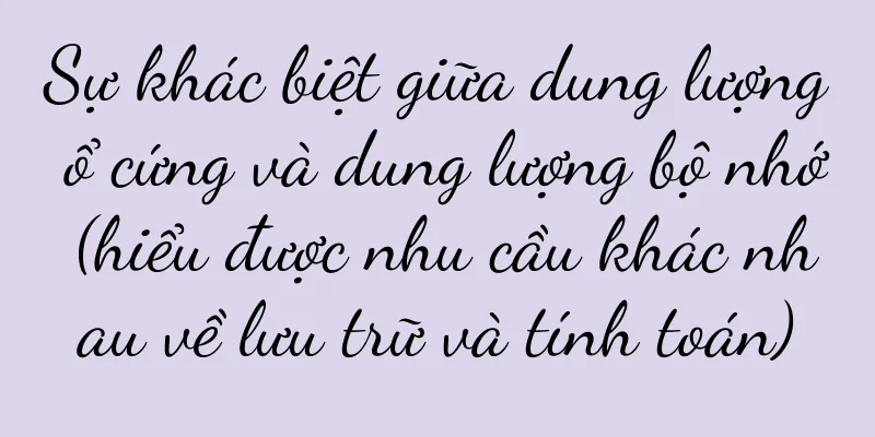 Sự khác biệt giữa dung lượng ổ cứng và dung lượng bộ nhớ (hiểu được nhu cầu khác nhau về lưu trữ và tính toán)