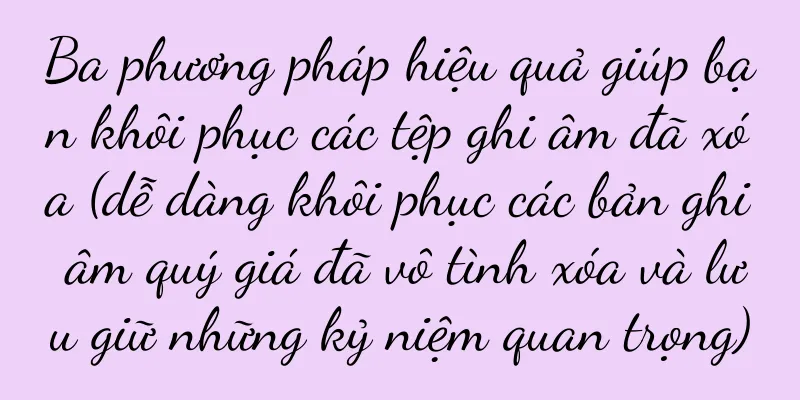 Ba phương pháp hiệu quả giúp bạn khôi phục các tệp ghi âm đã xóa (dễ dàng khôi phục các bản ghi âm quý giá đã vô tình xóa và lưu giữ những kỷ niệm quan trọng)