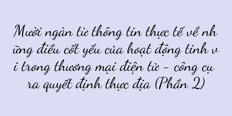 Mười ngàn từ thông tin thực tế về những điều cốt yếu của hoạt động tinh vi trong thương mại điện tử - công cụ ra quyết định thực địa (Phần 2)