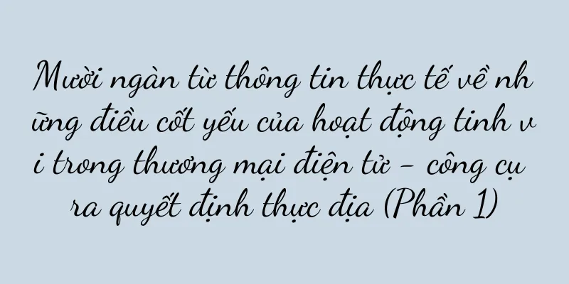 Mười ngàn từ thông tin thực tế về những điều cốt yếu của hoạt động tinh vi trong thương mại điện tử - công cụ ra quyết định thực địa (Phần 1)
