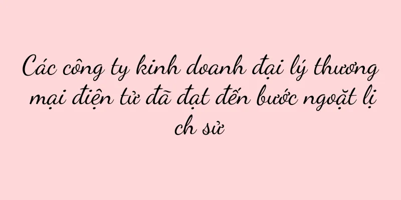 Các công ty kinh doanh đại lý thương mại điện tử đã đạt đến bước ngoặt lịch sử