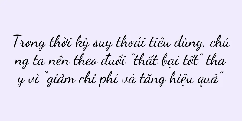 Trong thời kỳ suy thoái tiêu dùng, chúng ta nên theo đuổi “thất bại tốt” thay vì “giảm chi phí và tăng hiệu quả”