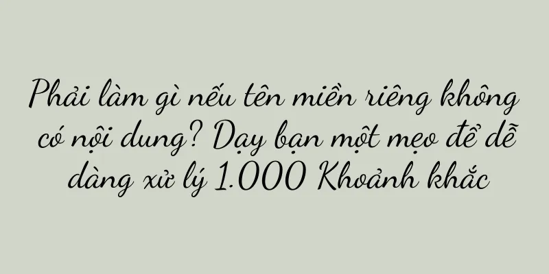 Phải làm gì nếu tên miền riêng không có nội dung? Dạy bạn một mẹo để dễ dàng xử lý 1.000 Khoảnh khắc