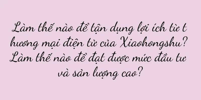 Làm thế nào để tận dụng lợi ích từ thương mại điện tử của Xiaohongshu? Làm thế nào để đạt được mức đầu tư và sản lượng cao?