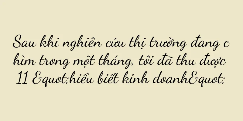 Sau khi nghiên cứu thị trường đang chìm trong một tháng, tôi đã thu được 11 "hiểu biết kinh doanh"